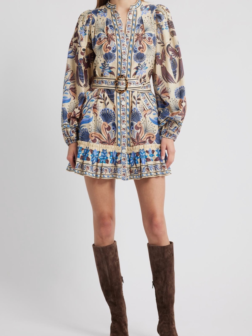 Farm Rio Belted Mini Dress